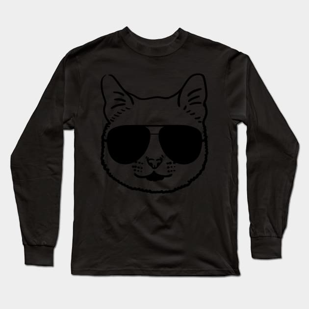 Cat in Sunglasses Long Sleeve T-Shirt by StacysCellar